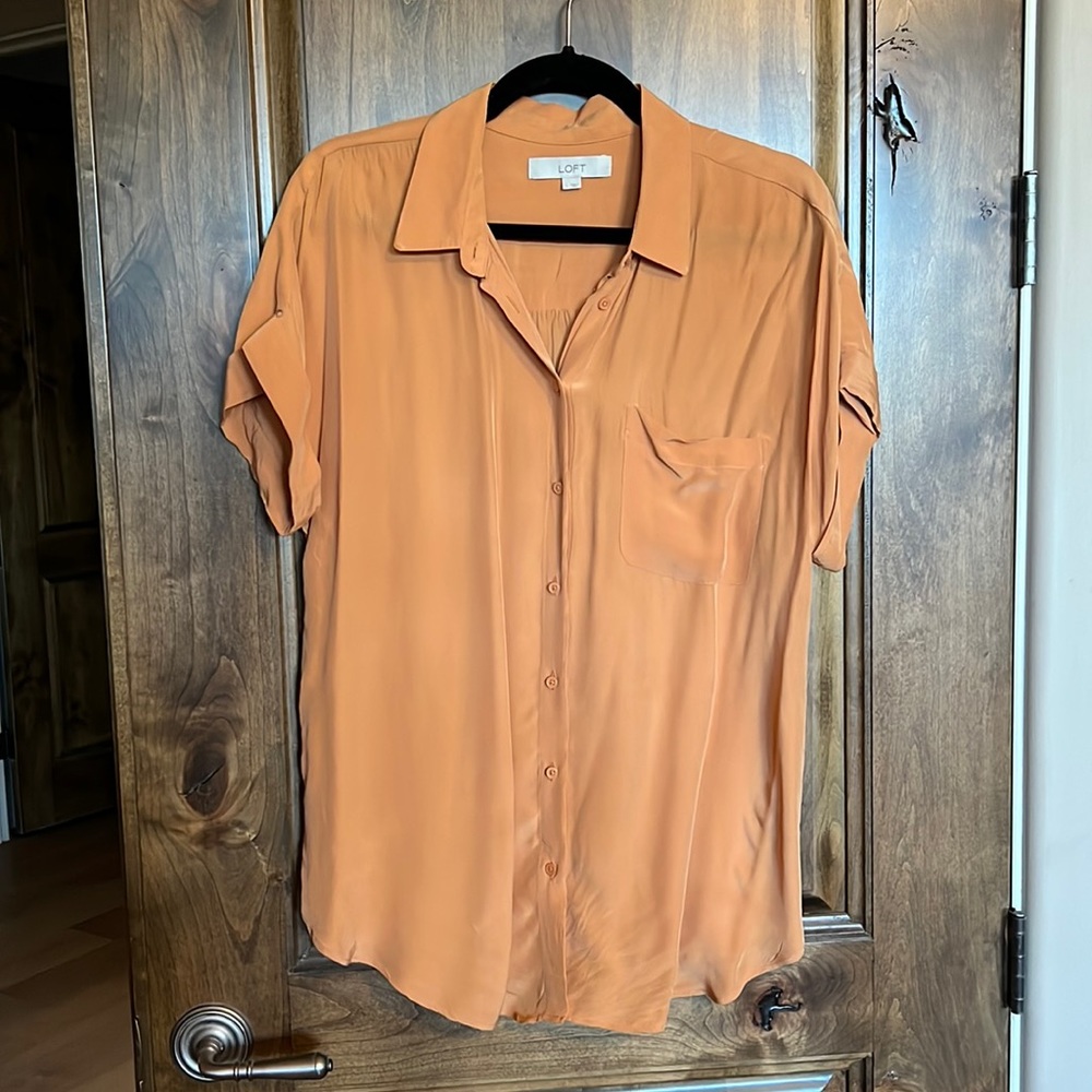 Loft Button Down Cuff Sleeve Blouse